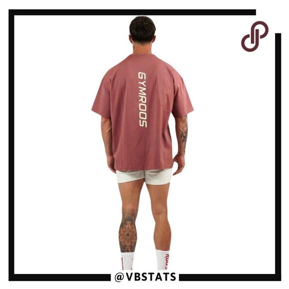 Gymroos Erupt Oversized Tee - Burgundy in Size Small - Picture 2 of 12
